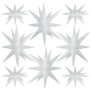Toniful 8 Pcs White Star Foil Balloons Large Star Balloons White Explosion Star Mylar Balloons For Party Backdrop Christmas New