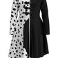 Pexlaxy Kids Girls Cruella Deville Costume 2021 Halloween Cosplay Coat Cloak For Child,Xlarge