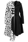 Pexlaxy Kids Girls Cruella Deville Costume 2021 Halloween Cosplay Coat Cloak For Child,Xlarge