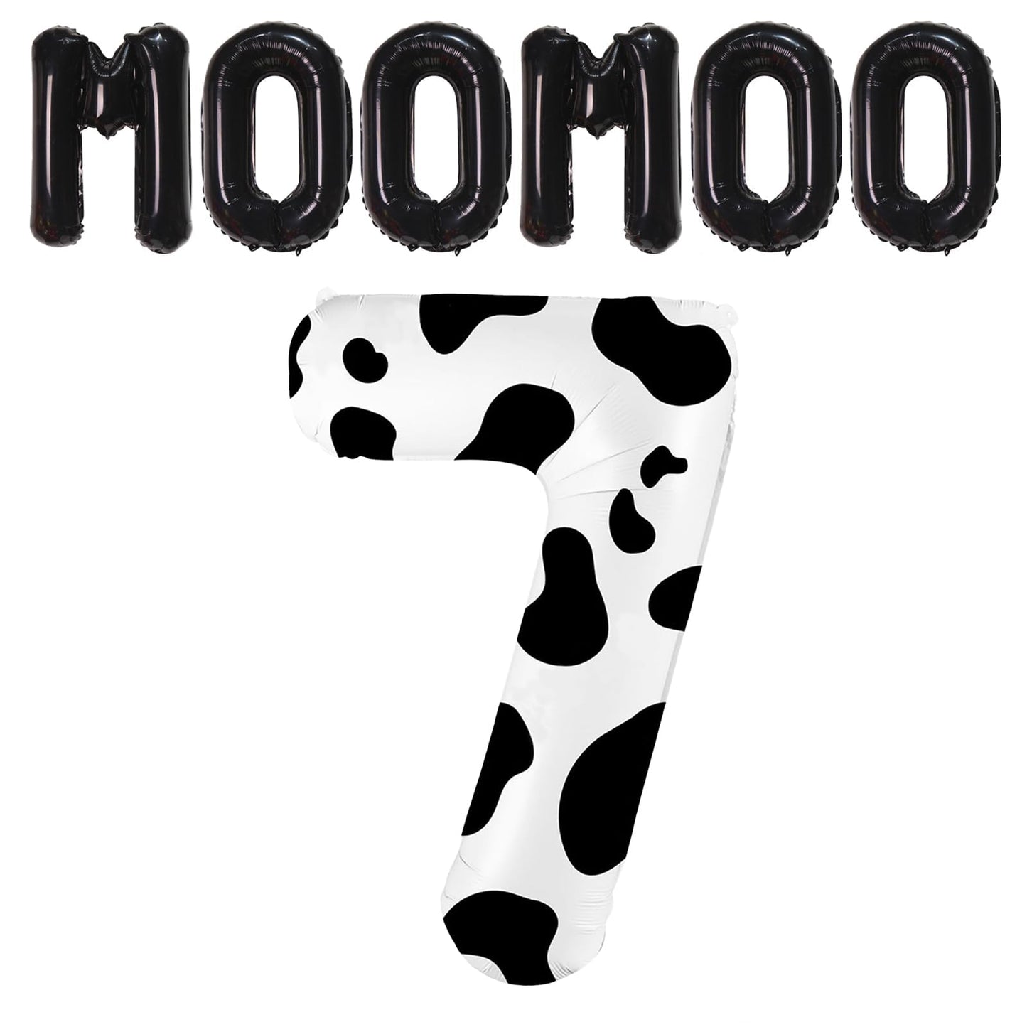 40 Inch Cow Print Balloon, Number 7 Balloons Cow Balloons For 7St Birthday Decoration, Large Cow Number Balloons For Western Par