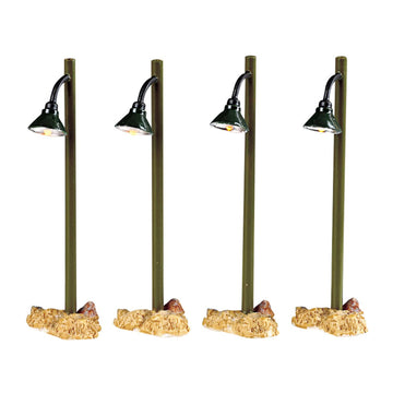 2005 Rustic Street Lamps Lighted Village Accessories Set Of 4