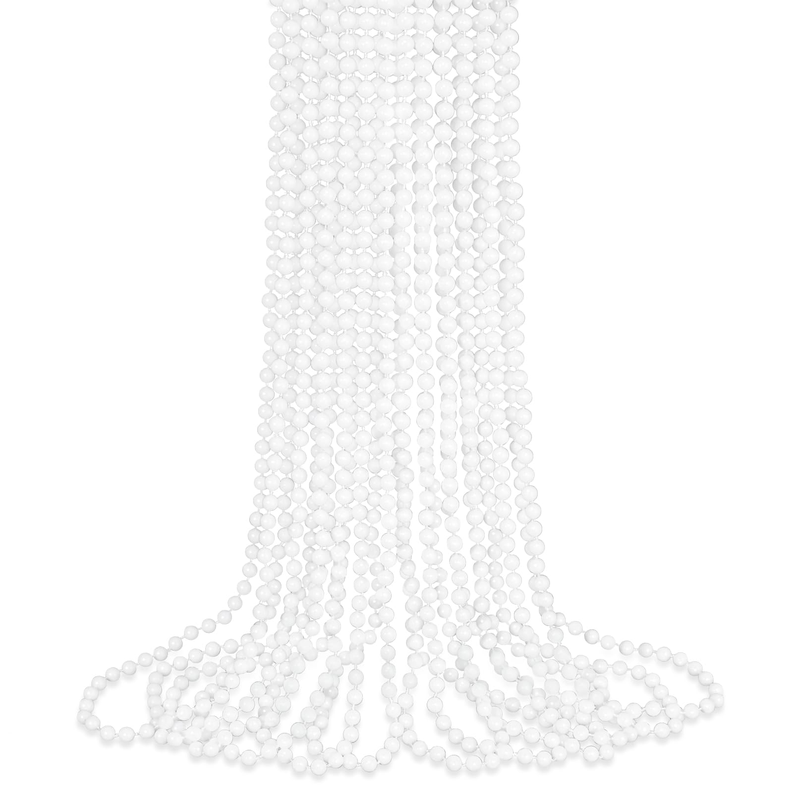 12 PCS White Bead Necklaces, 33'' White Mardi Gras Beads, Christmas Beads Necklaces, 4th of July Beads Necklaces, Parade Throws 