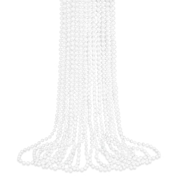 12 PCS White Bead Necklaces, 33'' White Mardi Gras Beads, Christmas Beads Necklaces, 4th of July Beads Necklaces, Parade Throws 
