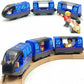 Battery Operated Wooden Train Track Set Toy High Speed For Toddlers 3 4 5 Years Old Boys Kids Magnetic Couplings City Vehicle With Figures
