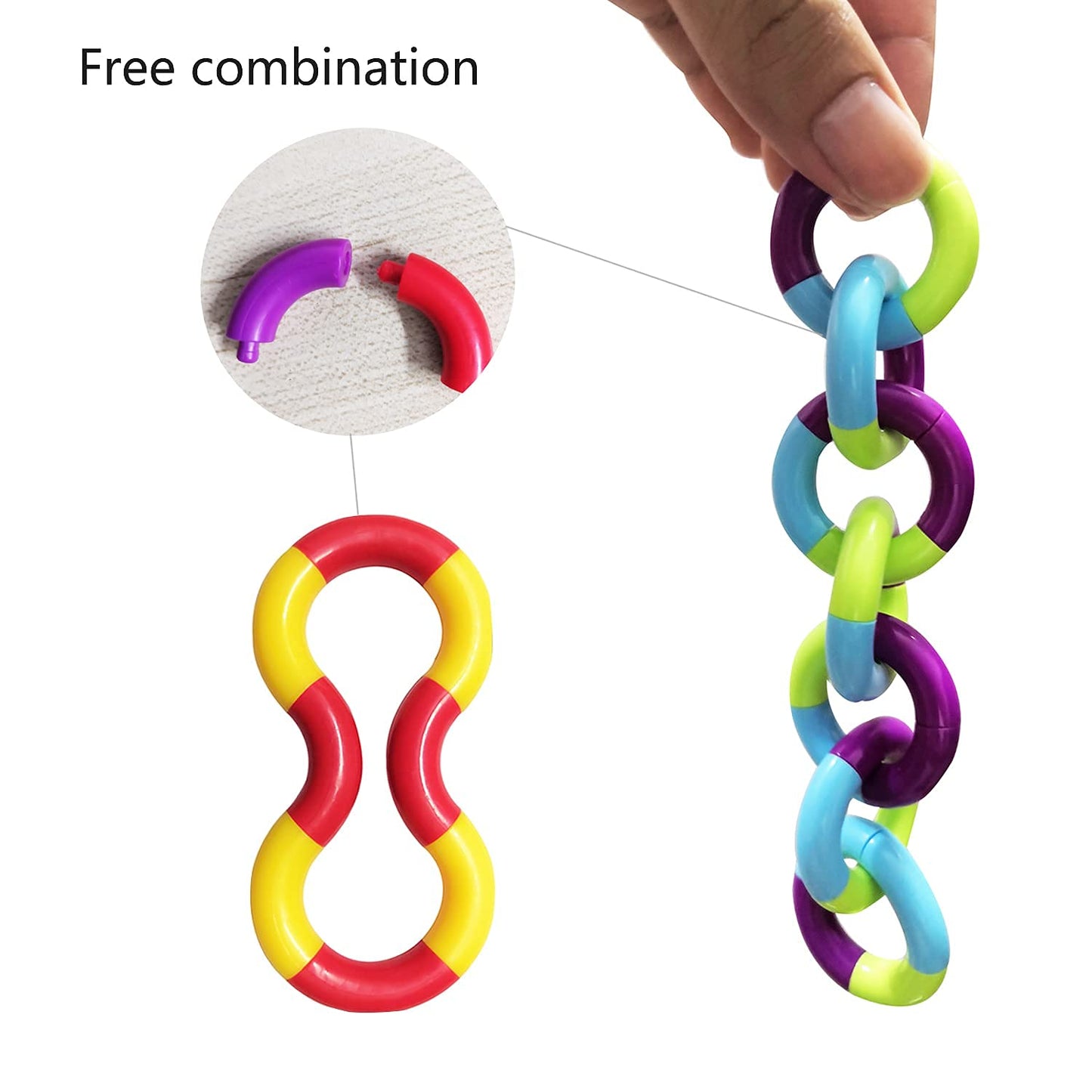 10Pcs Tangles Fidget Toys - Sensory Items Quiet Fidget Toys For Adults Boys Girls Anxiety Stress Relief Toys Pack- Squeeze, Twist, Chain Spinner Alternative Gift