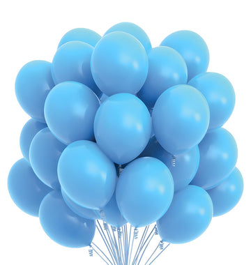 Prextex 75 Light Blue Party Balloons 12 Inch Light Blue Balloons With Matching Color Ribbon For Light Blue Theme Party Decoration, Baby Shower, Birthday Parties Supplies Or Arch Décor - Helium Quality