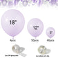 Moukiween Pastel Purple Balloons -100 Pcs Light Purple Balloon Garland Arch Kit 18 12 5 Inch Macaron Purple Latex Balloons For Baby Shower Wedding Birthday Bride Balloon Party Decorations