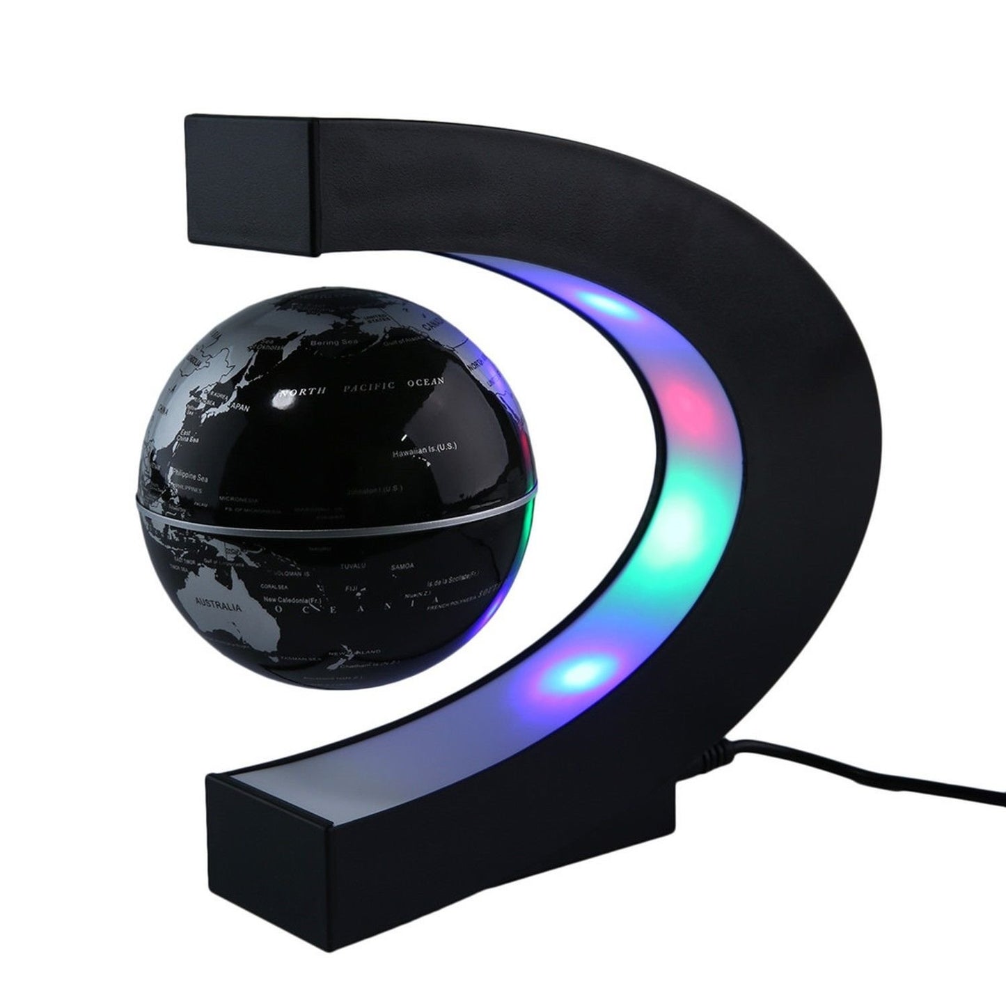 Magnetic Levitation Floating Globe 3 Inch With Led Lights C Shape World Map For Desk Decoration