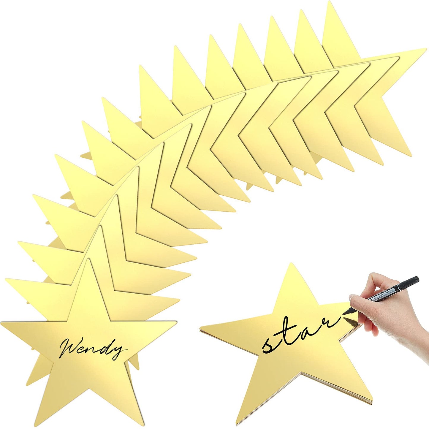 Outus 96 Pieces 11 Inch Large Gold Stars Cutouts Gold Stars Decoration Double Printed Paper Stars for Wedding Bulletin Board Dec