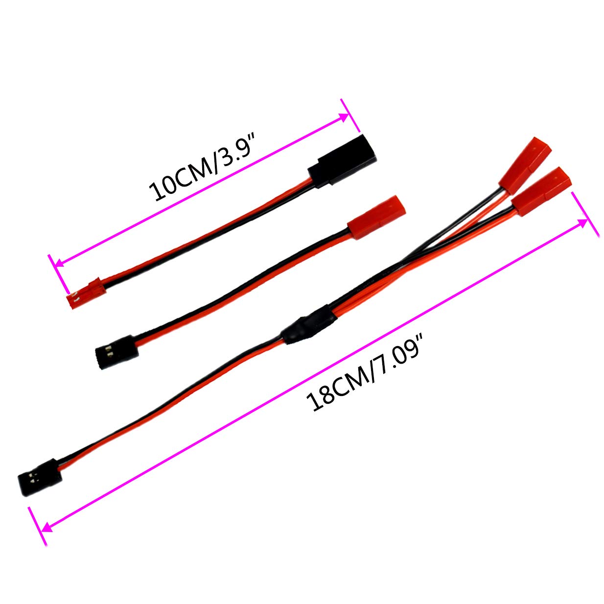 Sharegoo Male Jr To Female Jst Y Splitter Harness Parallel Wire & 1 Pair Jst To Jr Male Female Cable Servo Adapter For Rc Plane