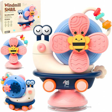 Storio 5-In-1 Suction Spinster Windmill Toy - Blue | Interactive Baby Toy For Bath & Play | Sensory Suction Cups Toy For Toddler