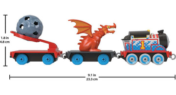 Thomas & Friends Diecast Toy Train Medieval Thomas Push-Along Engine with Boulder Launcher for Preschool Kids Ages 3+ Years