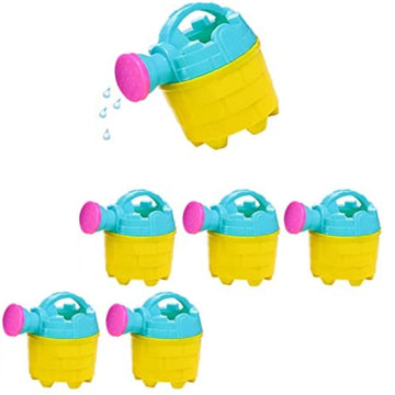 4Es Novelty Kids Watering Cans Bulk (Mini) 6 Pack, 4.5 Inch Plastic - Gardening Planting Tools for Kids & Toddlers, Beach Party