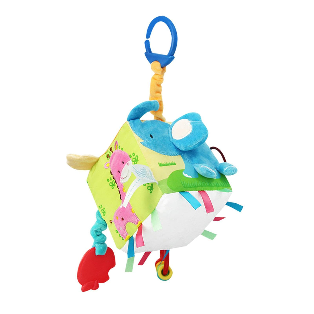 Merishopp Busy Activity Cube Cartoon Discover And Play Soft Blocks For Crib Car Travel| Baby Learning Toy | Infant Activity Toy 