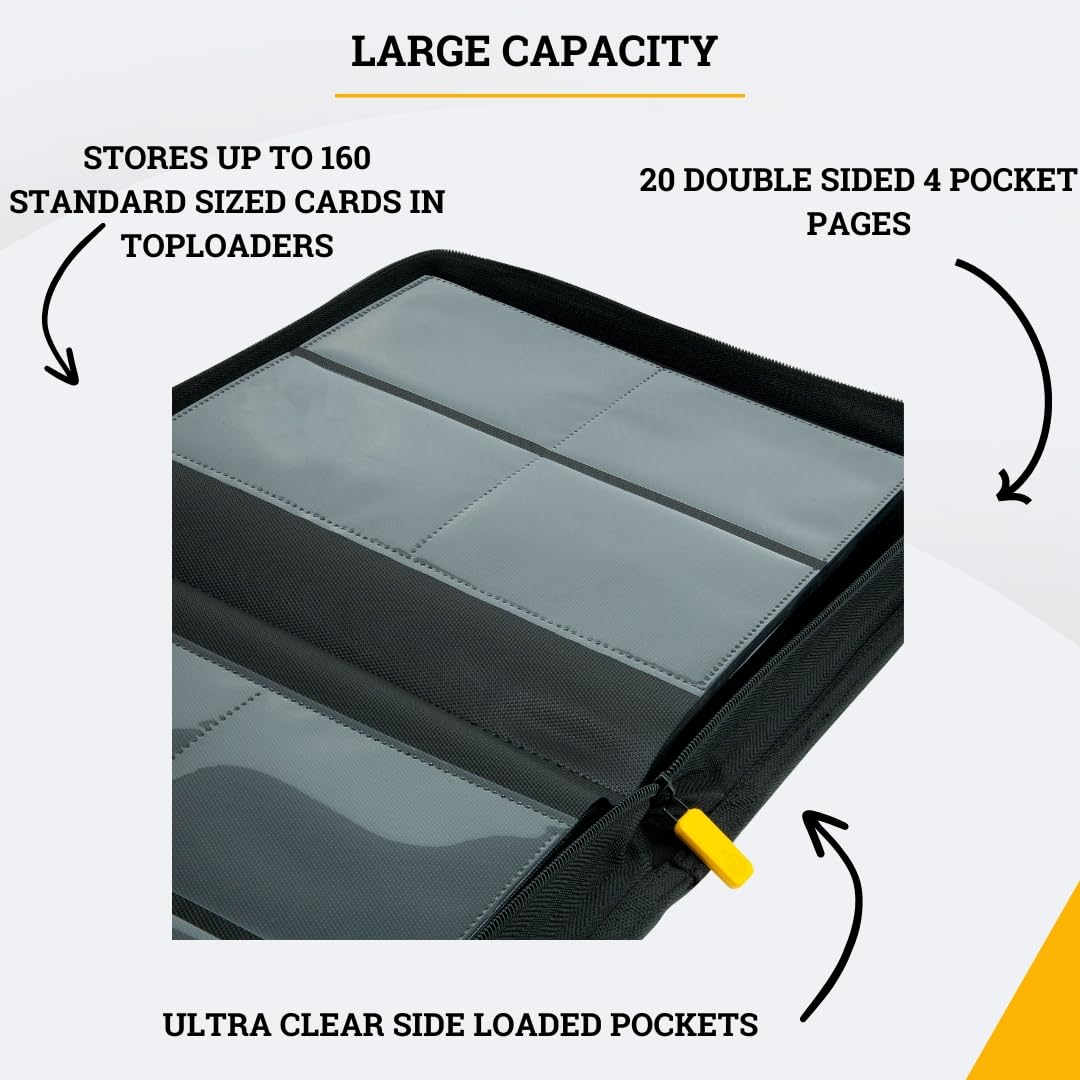 Card Guardian Toploader 4 Pocket Premium Binder with Zipper For 160 Cards Side Loaded Pockets Compatible with Spor Card Guardian Toploader 4 Pocket Premium Binder with Zipper For 160 Cards Side Loaded Pockets Compatible with Spor