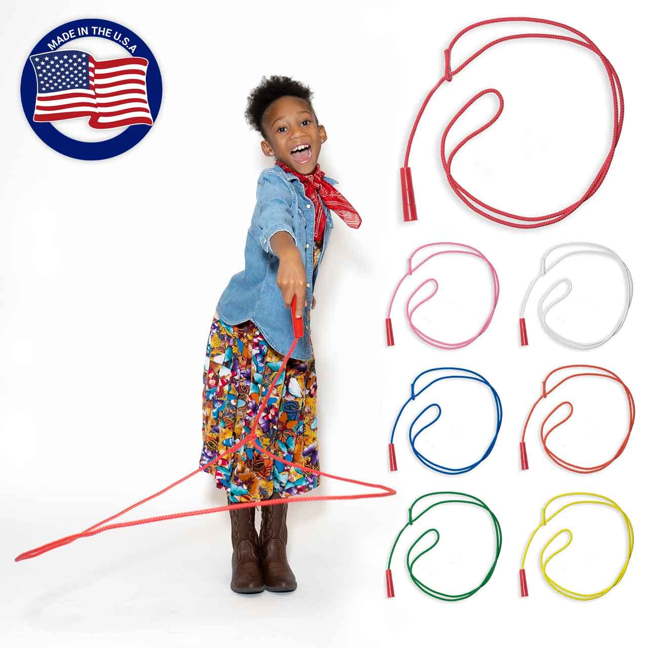 Western Stage Props Childrens Cowboy Kiddie Trick Rope Lasso Pre-Tied | Ages 4 - 10 | Orange |