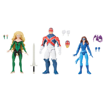 Marvel Legends Excalibur Multipack - Captain Britain, Meggan, Shadowcat & 9 Accessories, Multicolor, Model F4736