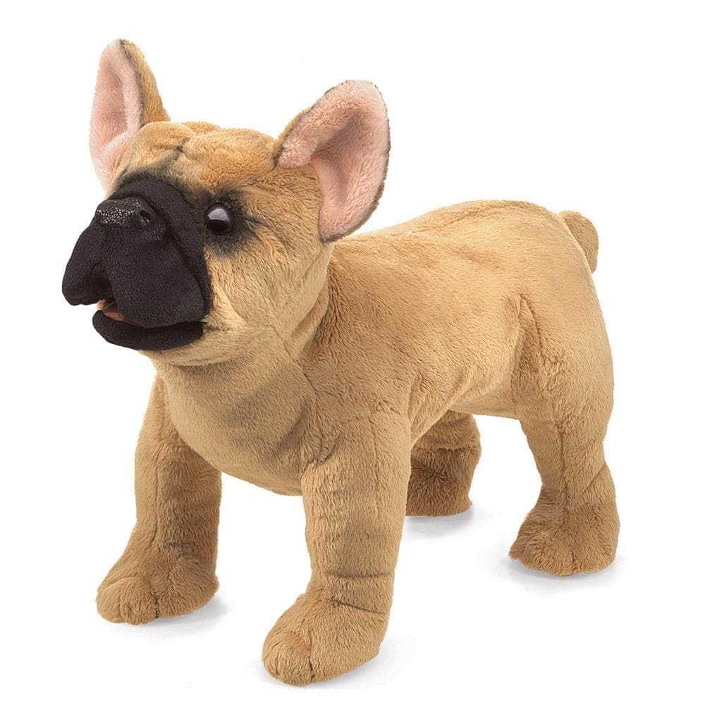 Folkmanis French Bulldog Hand Puppet Plush, Light Brown/Dark Brown, 1 Ea