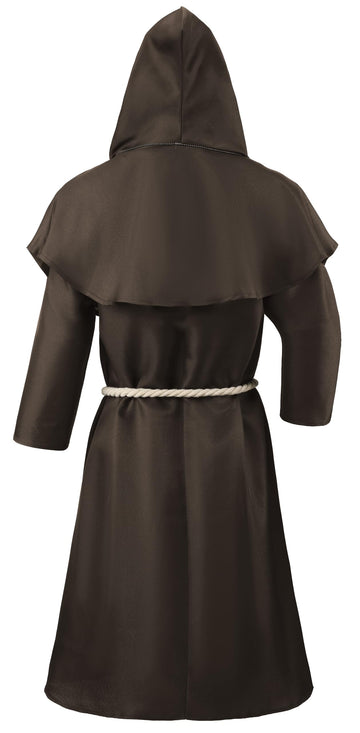 Knelor Kids Medieval Friar Monk Hooded Robe Renaissance Priest Hooded Robe Cloak Halloween Cosplay Costume