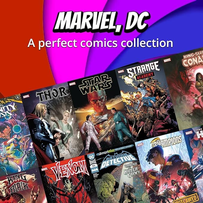 DNJ COMICS Marvel Comics & DC Comic Books Collection 25 Pack - Comic Book Gift Box for Kids, Teens and Adults - Great Mix of Uni