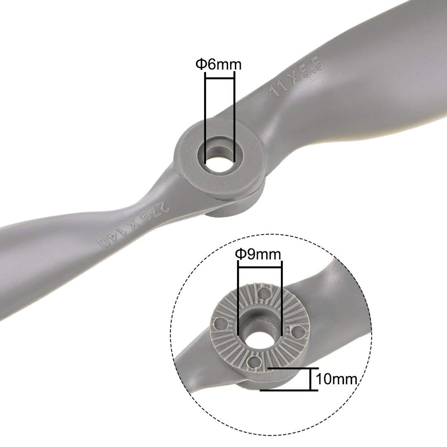 Top-Vigor 2Pcs Cw Rc Propellers 1155 11 X 5.5 Inch 2-Vane Rc Vehicle Propellers Replacement For Rc Airplane With Adapter Rings N