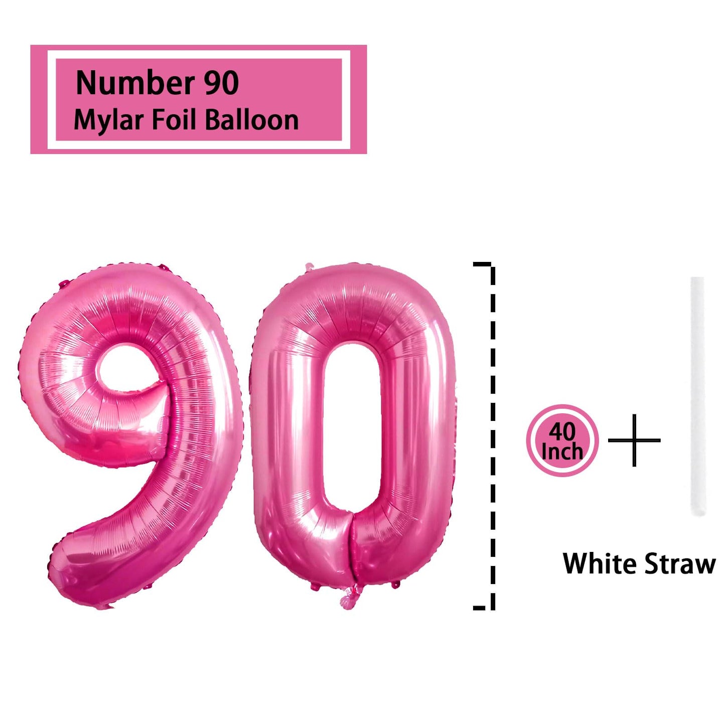 90 Number Balloon Pink 40 Inch Big Foil Mylar 90Th Balloons For 90 Year Old Men Women Birthday Party Decorations Wedding Anniver