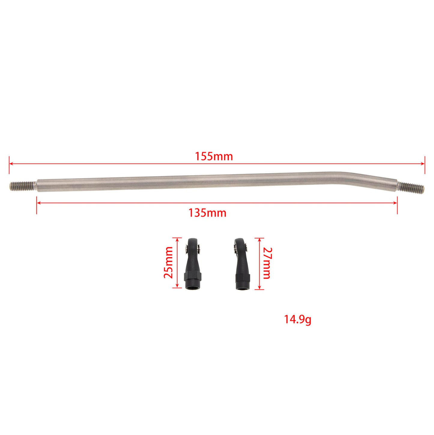 Meus Racing 1/10 Links Titanium Chassis Links Kit For Traxxas Trx4 Axial Scx10 Tamiya Cco1 Redcat Gen8 1/10 Rc Crawler (155Mm)