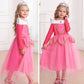 Itvti Girls Princess Dress Up Halloween Party Costume With Crown Wand Earrings Ring, Pink, 6-7 Years (Label 140)