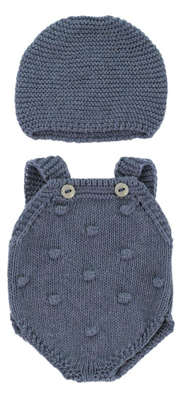 Miniland Clothes For Dolls 12 5/8'' Knitted Outfit Rompers & Bonnet - Eco, Made In Spain, Quality, Role Play, Educational