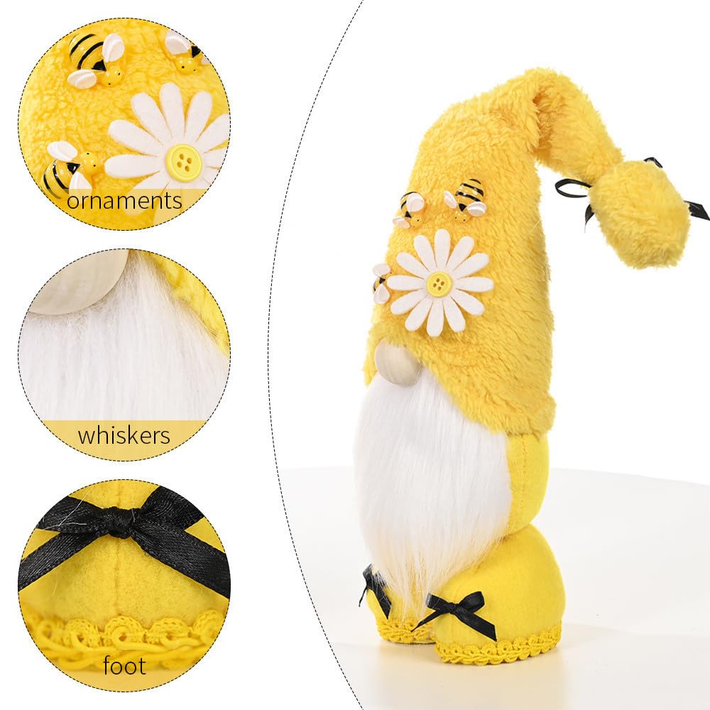 Vivianyo Hd 14Inch Gnomes Plush Decorations With Bumble Bee & White Daisy Decorative Standing Summer Mr Gnomes Swedish Collectib