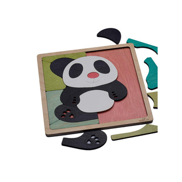 Pink Nosed Panda Wooden Puzzle | 19 Pieces Jigsaw Puzzle | Endangered Animals For Kids 3 Years And Above