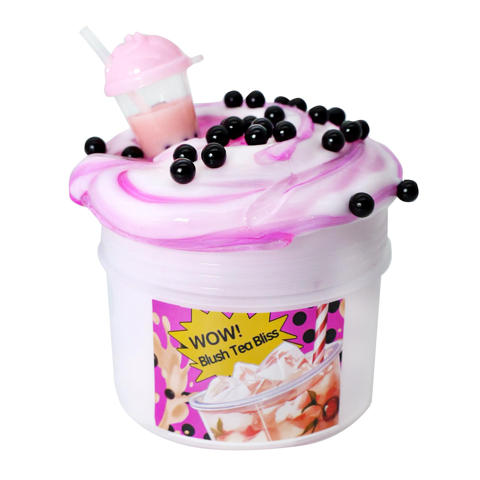 Tototang Pink Bubble Tea Slime - Thick & Glossy ASMR Slime - 7oz Handm ...