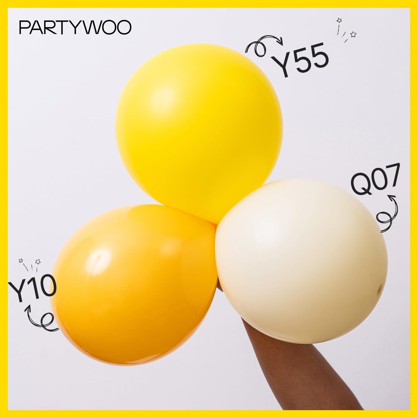 PartyWoo Yellow Balloons - 100 pcs in Various Sizes (5" to 36") - Rubber for Birthday, Wedding, Party Decorations - Model 4711100078160
