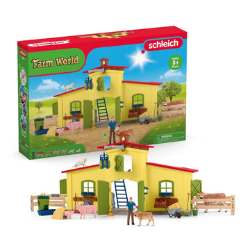 Schleich Farm World Animal Farm Playset With Figurine And Accessories - 92Pc Kids Animal Farm Playset With Cow, Horse, Pig, Bull, And Accessories For Boys And Girls, Gift For Kids Age 3+, Yellow