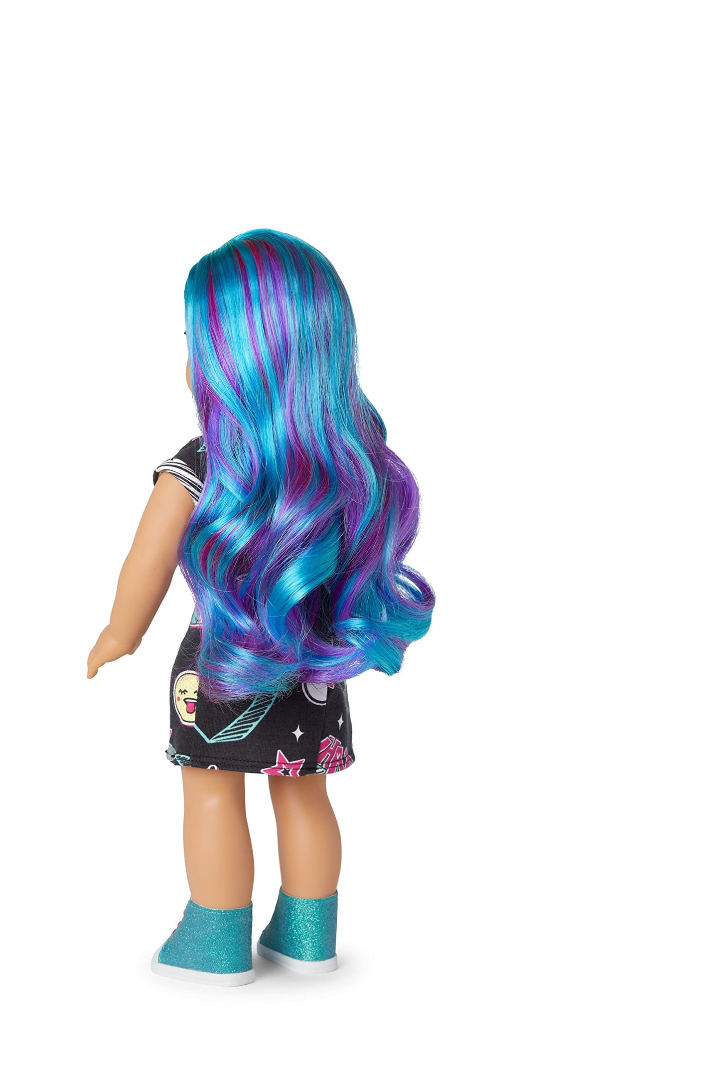American Girl Truly Me 18-Inch Doll 119 - Light-Blue Eyes, Wavy Blue/Purple Hair, Black Dress, Light-to-Medium Skin, Model HJP72