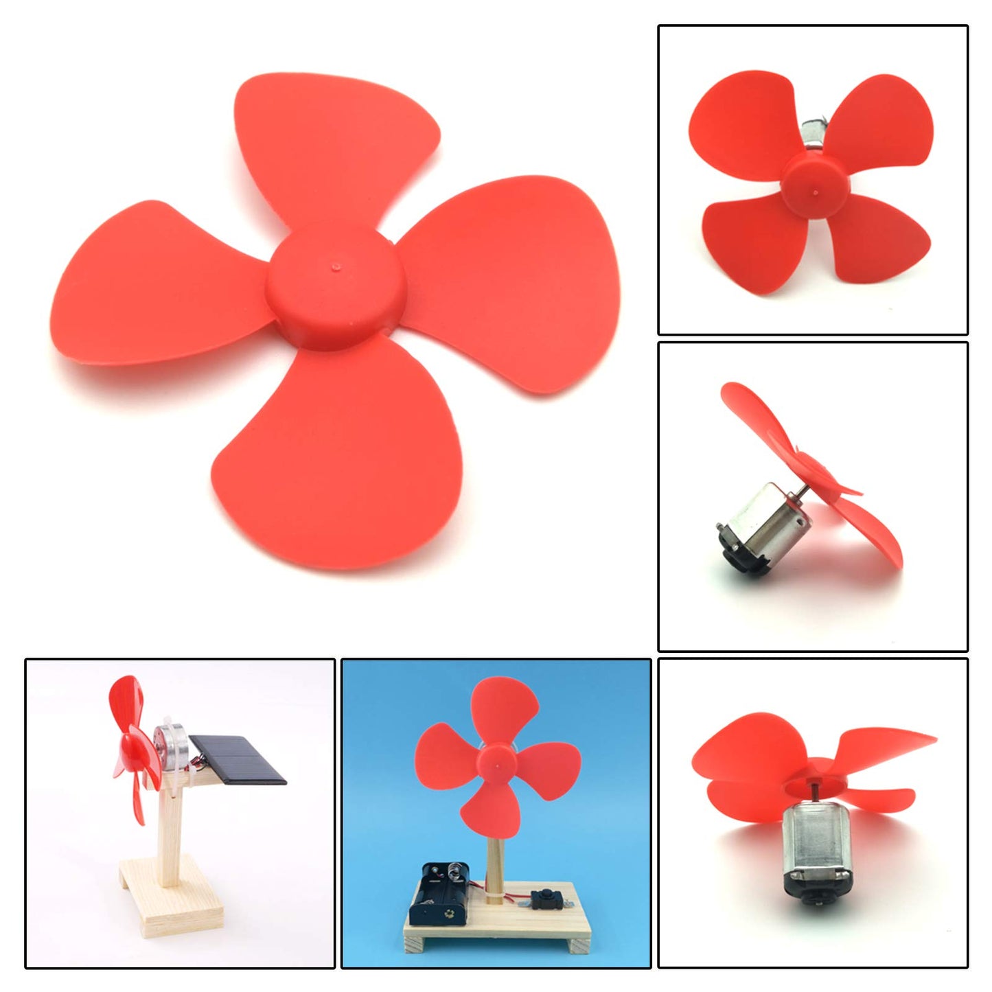 EUDAX Micro DC Motor 2mm Shaft Propeller with 4 Vanes 80mm Fan Shape for Fan Leaves Ship Model RC Boat DIY Air Science and Education Toys (32PCS)