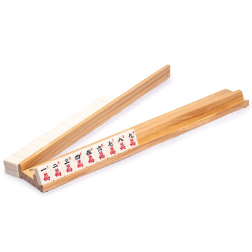 Yellow Mountain Imports Wooden Mahjong (Mah Jong, Mahjongg, Mah Jongg, Mah Jongg, Majiang) Racks With Pushers, 18 Inches, Natura