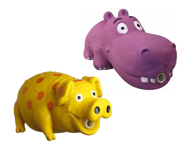 Multipet Latex Grunting Toy Bundle Color:Goblet Pig And Hippo