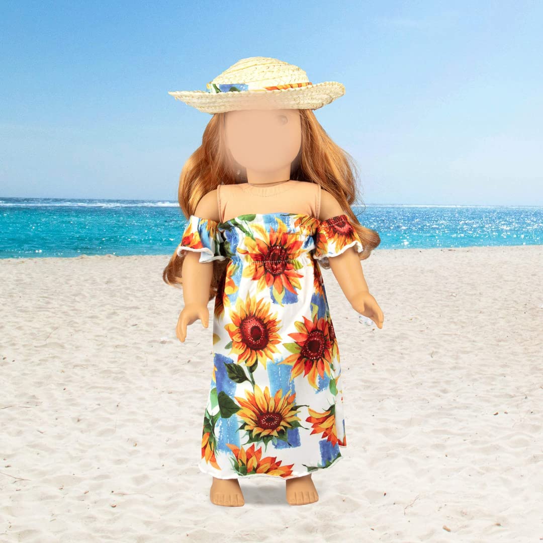 20Pc Clothes Set For American 18' Doll W 10 Different Outfits- Includes Full Outfits & Accessories: Dresses, Bathing Suits, Hats, Hair Bands, Pants, Shirts- Gift Set For Girls & Doll Collectors