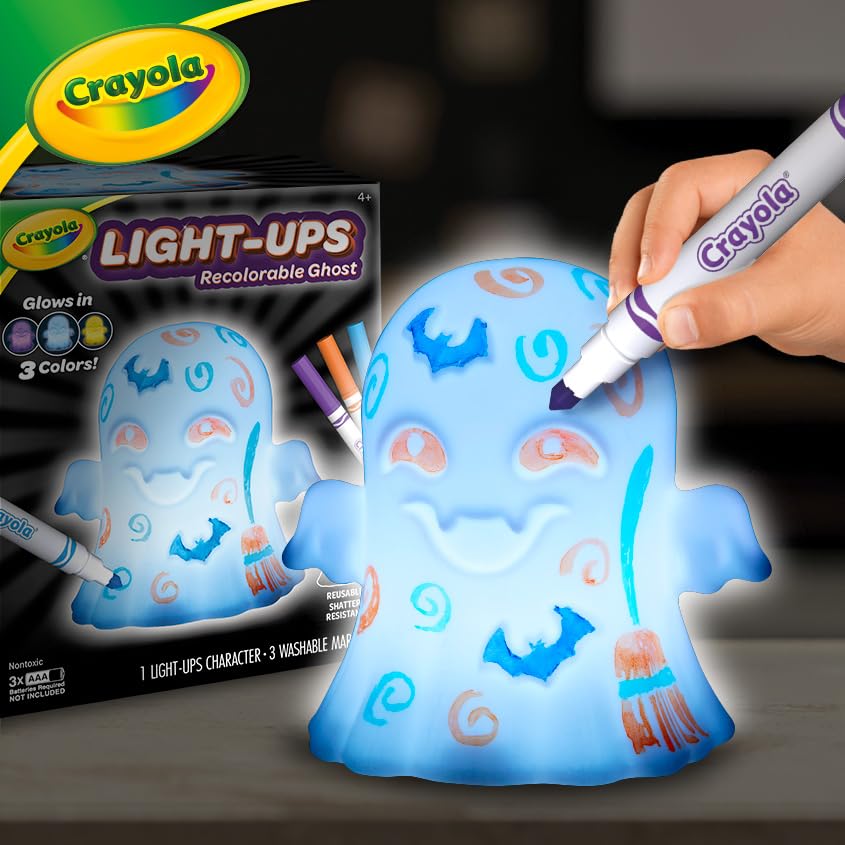 Crayola Light-Ups Ghost - Reusable Coloring Toy & Night Light, Medium, Multicolor, Model 747624, Halloween Decor for Kids Ages 4+