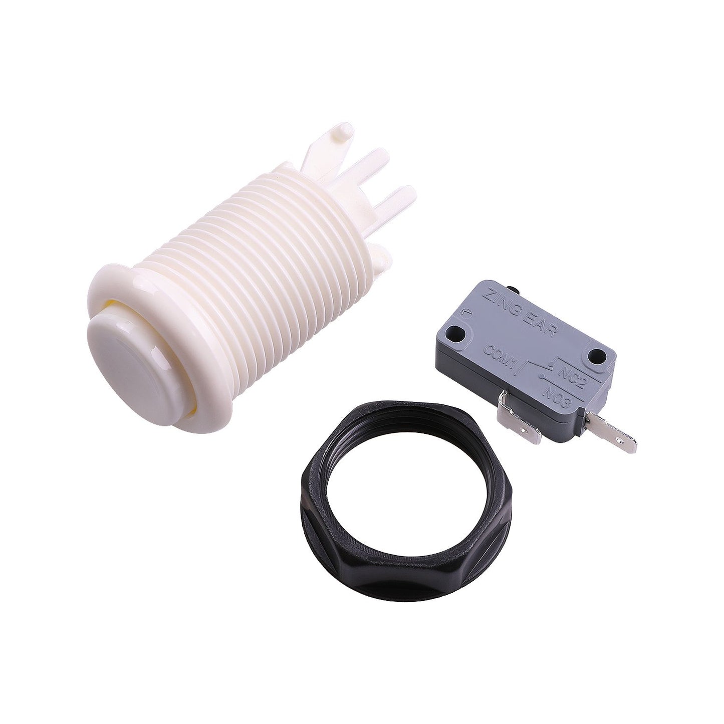 Easyget 6 Piece Arcade Push Button Set - 30MM White Plastic with Microswitch for Mame/Jamma