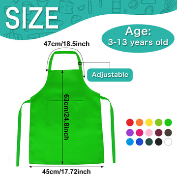 PLULON 15Pcs Kids Aprons Painting Aprons for Kids Aprons for Kids Bulk, Paint Apron Adjustable Children Chef Aprons with 2 Pocke