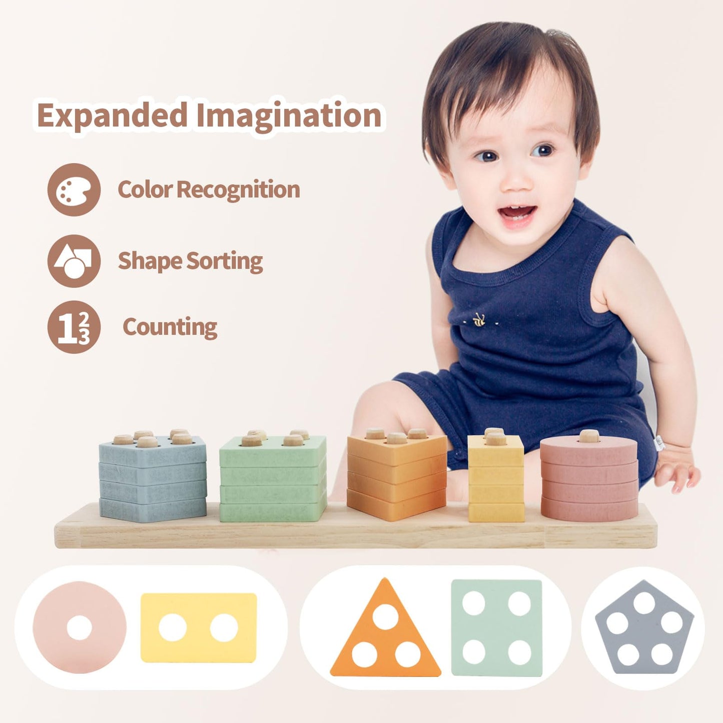 LUCKFUTURE Montessori Baby Toy Set, 8-in-1 Educational Sensory Toys for 6-18 Months, Silicone, Ideal Gifts for Boys & Girls