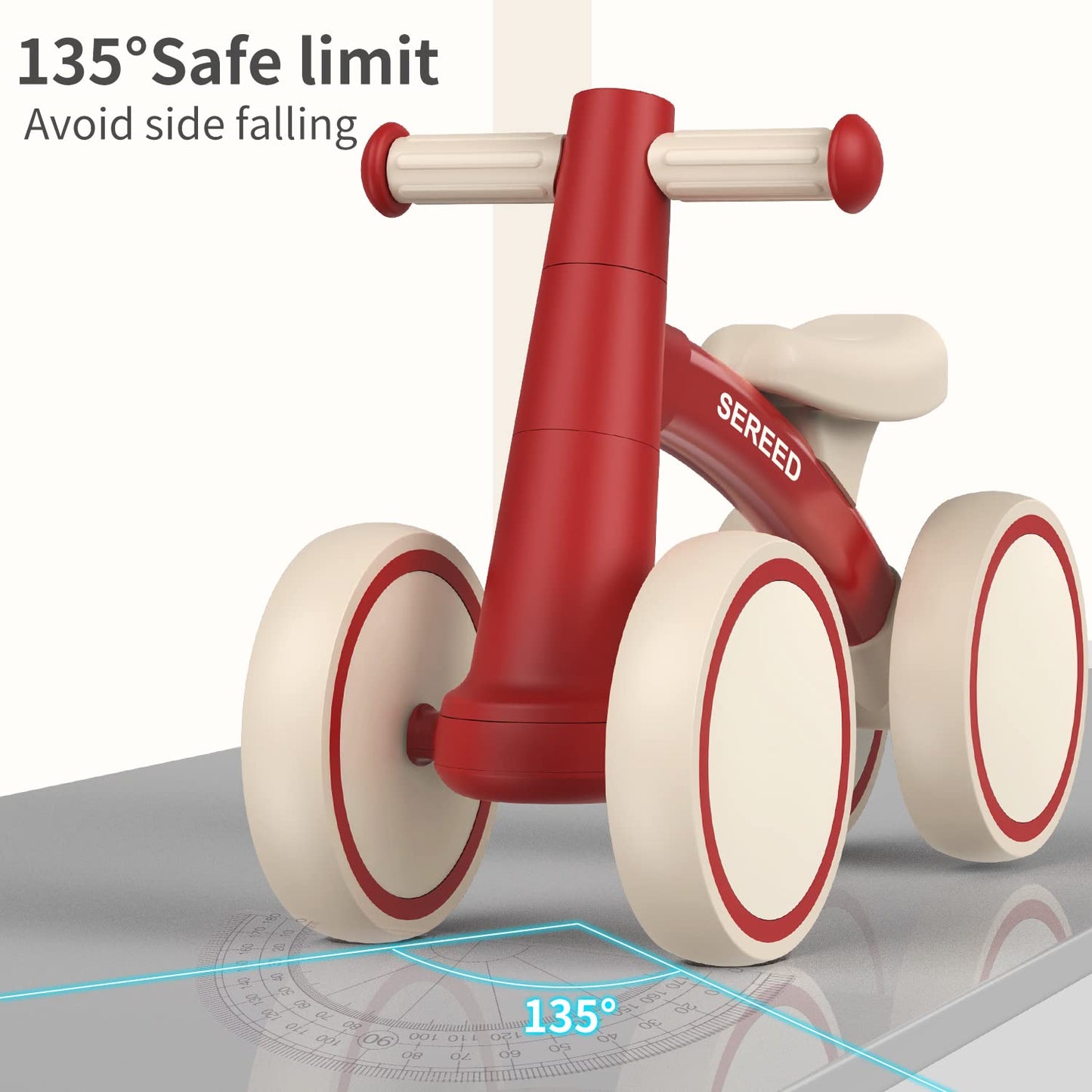 SEREED Balance Bike for 1 Year Old, 10" Aluminum Frame, Red, Model UD30, Baby's First Bike for Boys and Girls