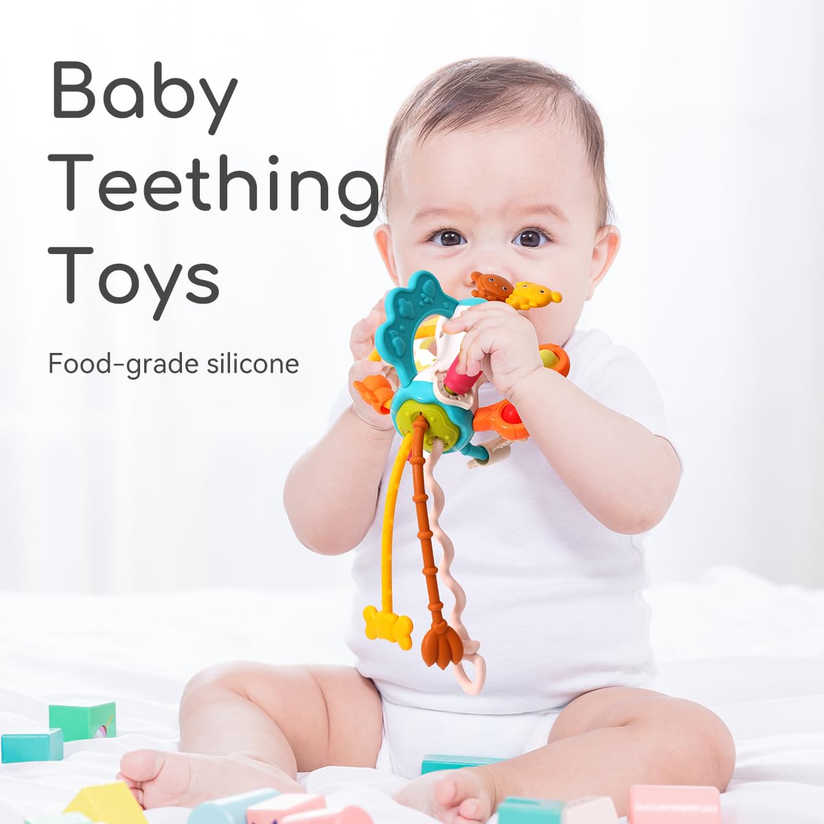Toddlers Airplane Travel Toys Montessori Toys For Babies 6-12 Months Boy Girl Sensory Baby Infant Car Seat Toys Essentials Silicone Pull String Newborn 1 2 3 Year Old