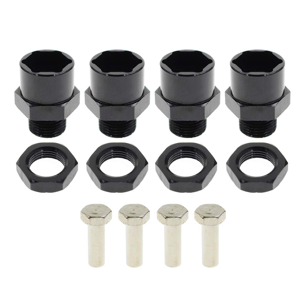 AUTOKAY 4PCS 12mm to 17mm Aluminum Wheel Hex Hub Adapter Conversion Extension for RC Car
