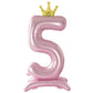 Tellpet Crown Pink Number 5 Balloon With Base For Girls 5Th Birthday Party Decoration