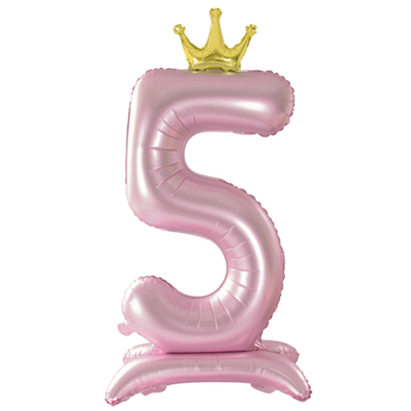 Tellpet Crown Pink Number 5 Balloon With Base For Girls 5Th Birthday Party Decoration