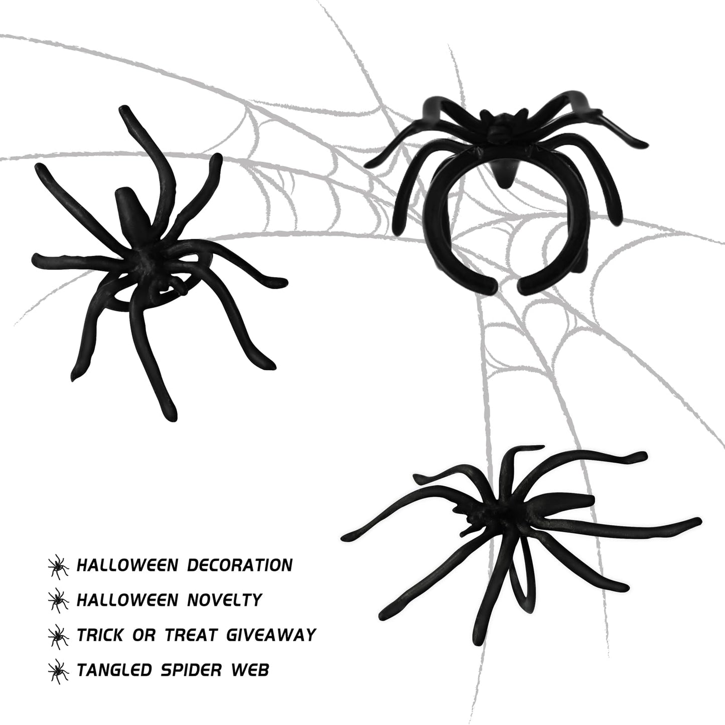 Max Fun 300pcs Halloween Spider Rings for Kids Party Favors 1.96 Plastic Spider Rings Bulk for Kids Costume Accessories Party De