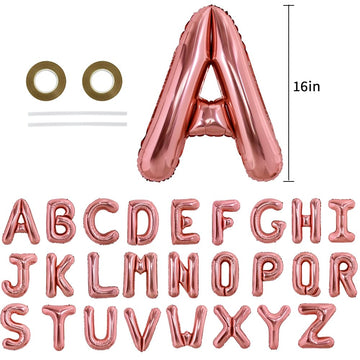 Toniful 52 Pieces 16 Inch Rose Gold Letter A-Z Balloons,Custom Phrase Mylar Foil Alphabet Letter Diy Personalized Phrase Banner